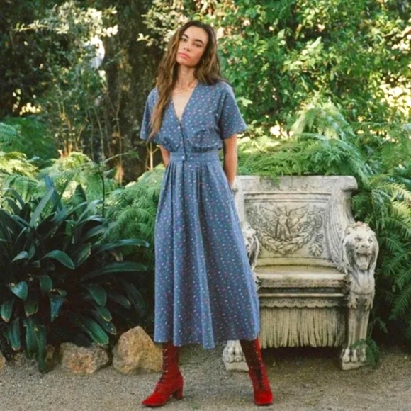 NWOT Christy Dawn Lottie dress in Blue Calico floral print. - Picture 2 of 4